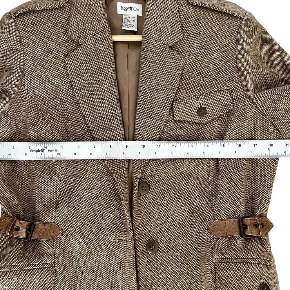 Brown Tweed Equestrian RL Style Jacket by Together Women's Size 10 Vintage - Picture 7 of 10